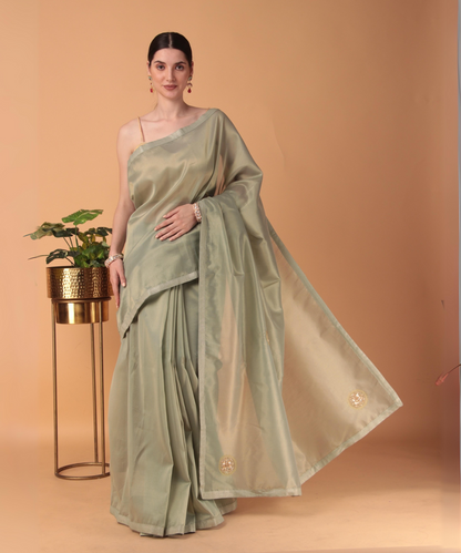 Green Tissue Boota Saree