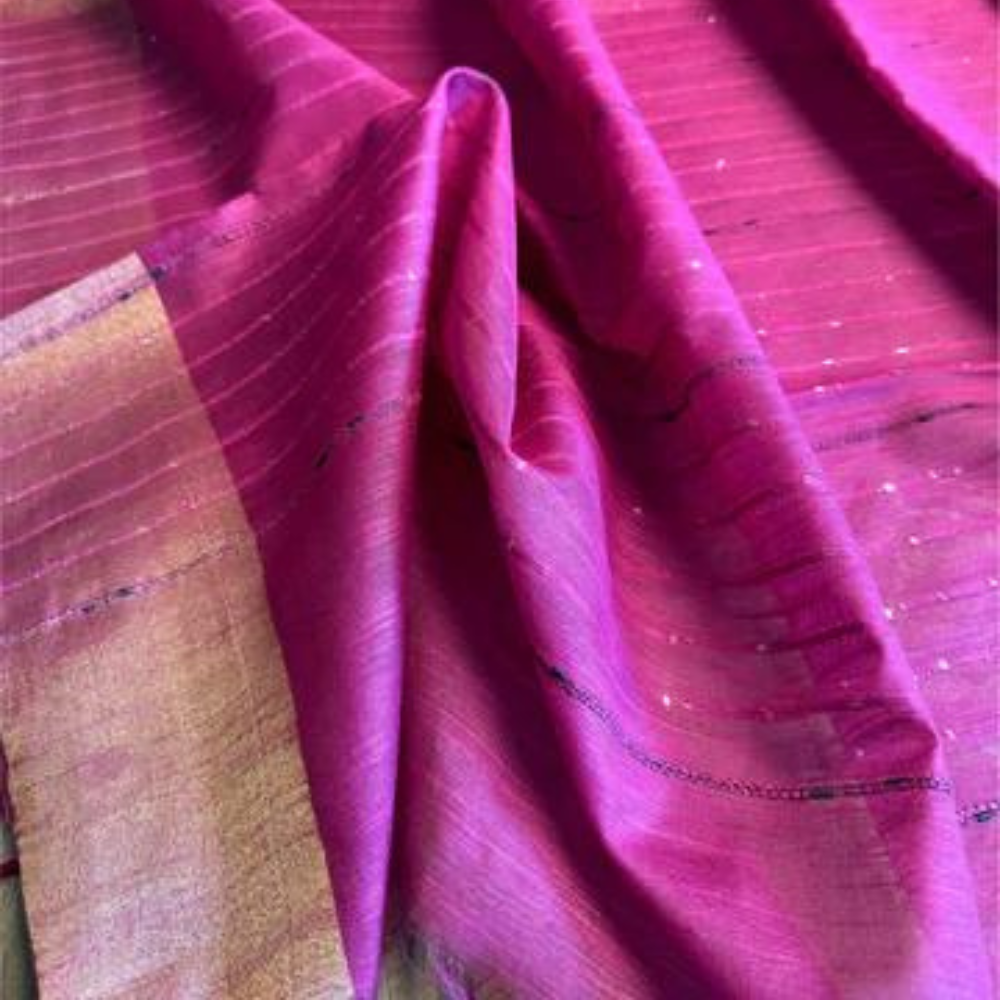 Dark Pink Bhagalpuri silk saree