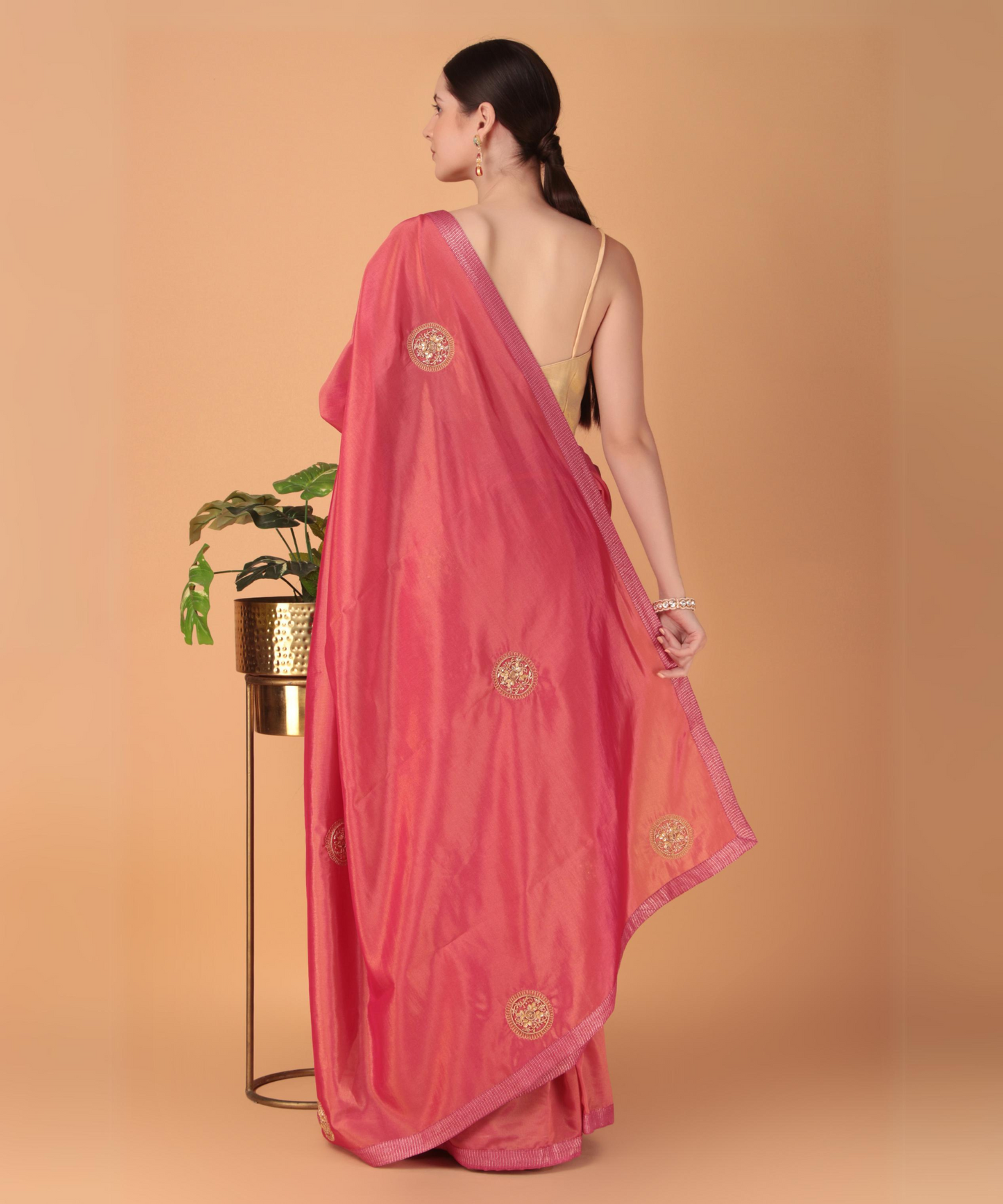 Red Tissue Boota Saree