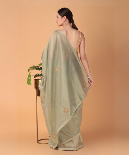 Green Tissue Boota Saree