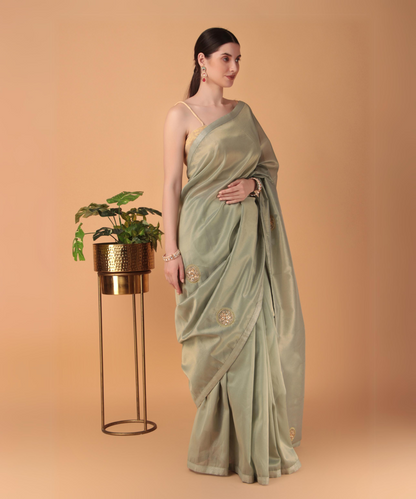 Green Tissue Boota Saree